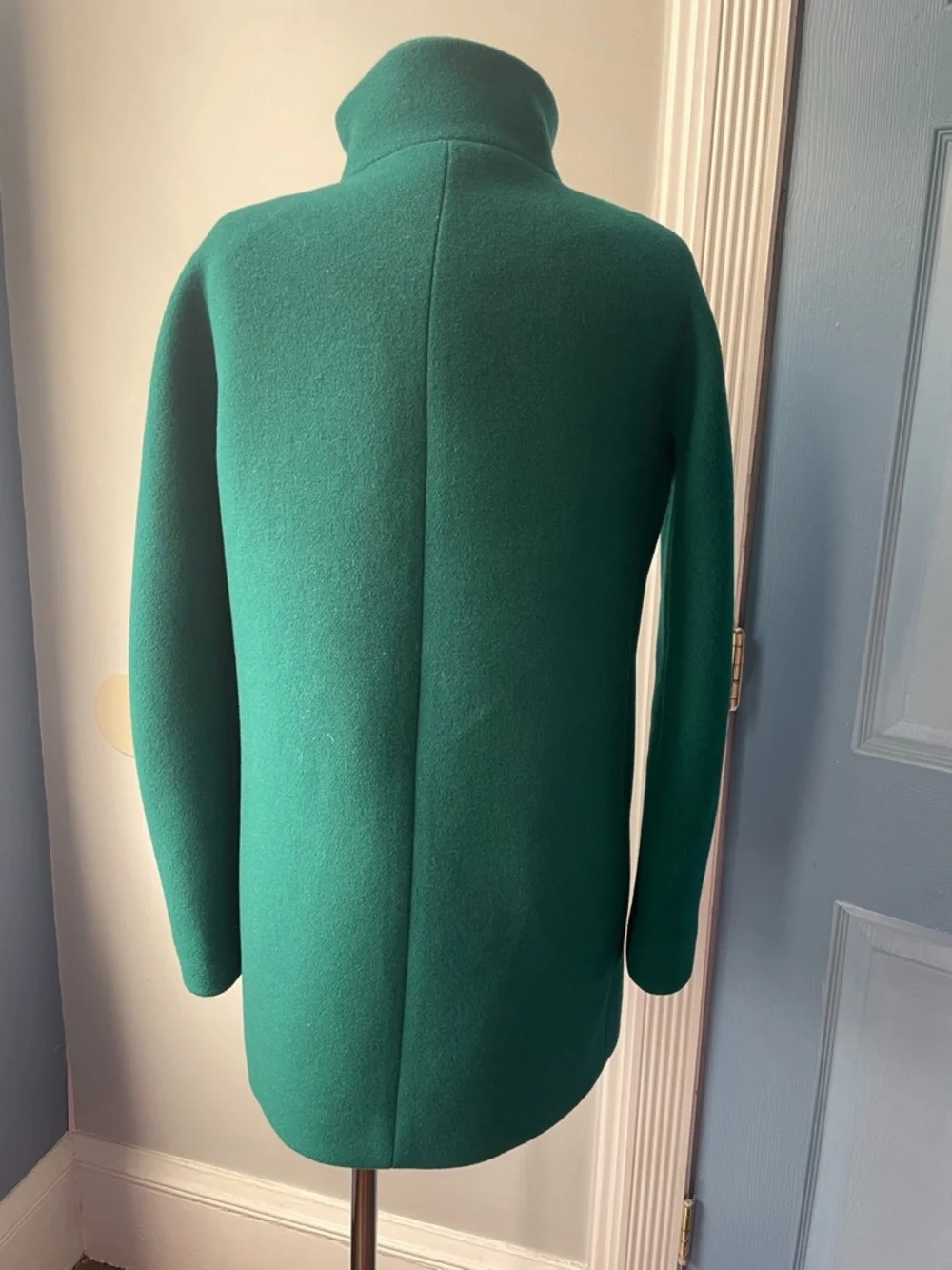 J.Crew City Coat Wool Blend Emerald Green Size 2 Excellent Condition Zip Front - Picture 8 of 8